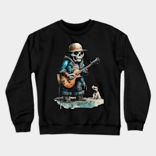 Nature skull Guitar music T-shirt Summer, Vintage, Jazz Crewneck Sweatshirt